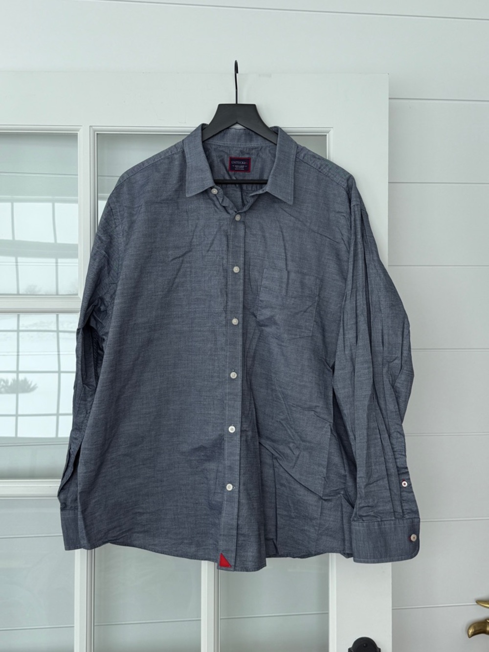 UNTUCKit Men's Slate Blue Long Sleeve Button-Up Shirt Cotton